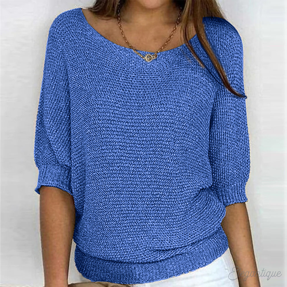 Pull Femme Élégant Manches Courtes Beige