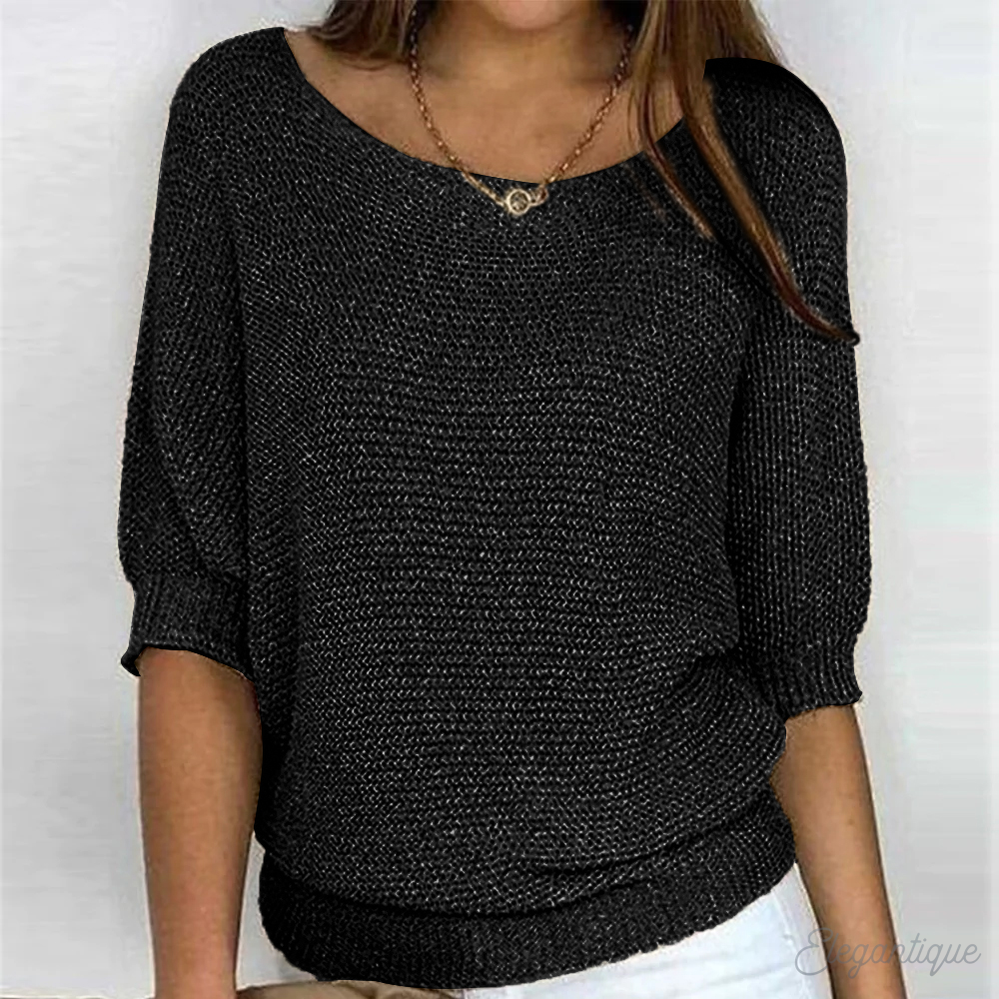 Pull Femme Élégant Manches Courtes Beige