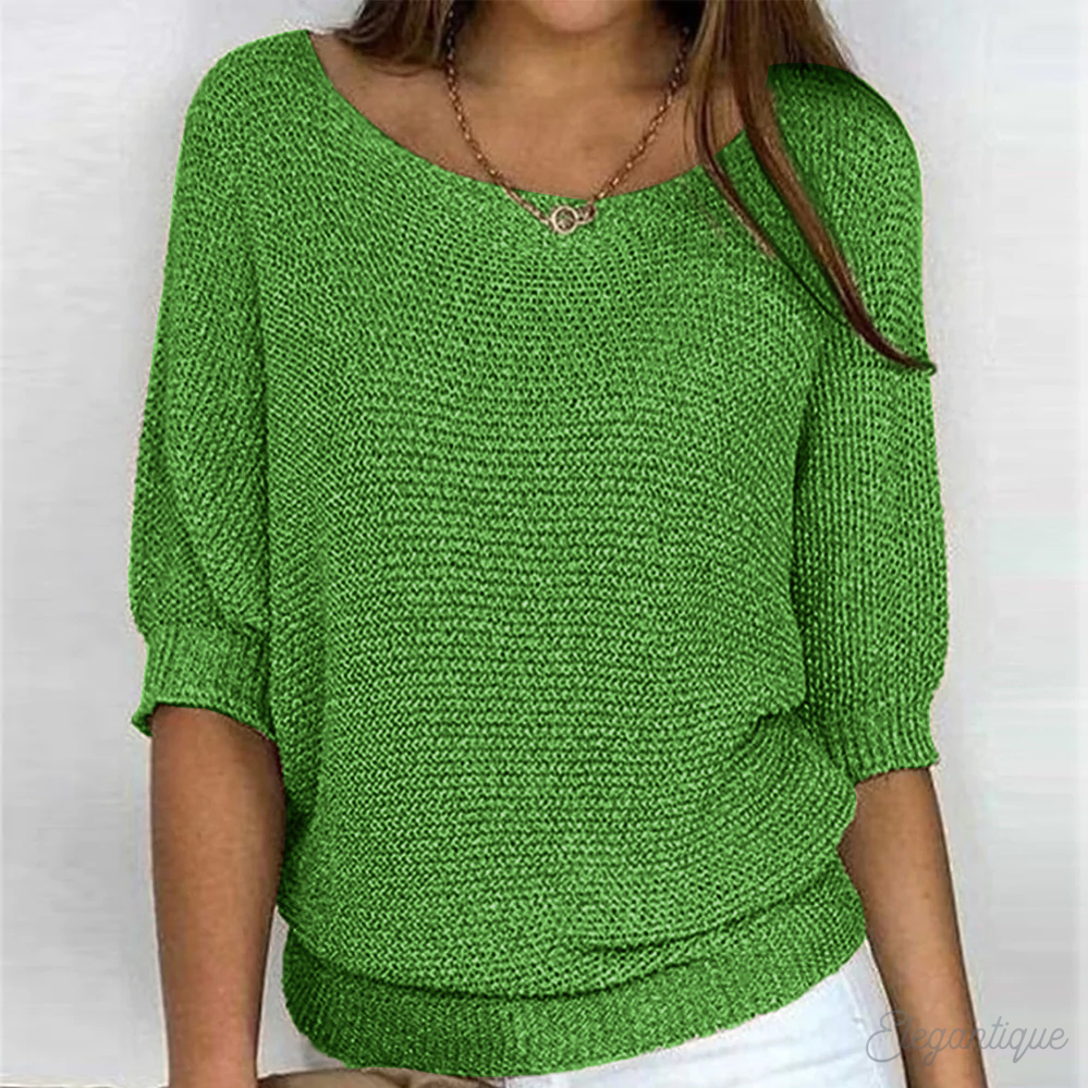Pull Femme Élégant Manches Courtes Beige