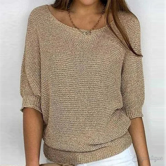 Pull Femme Élégant Manches Courtes Beige - LuxeStyle