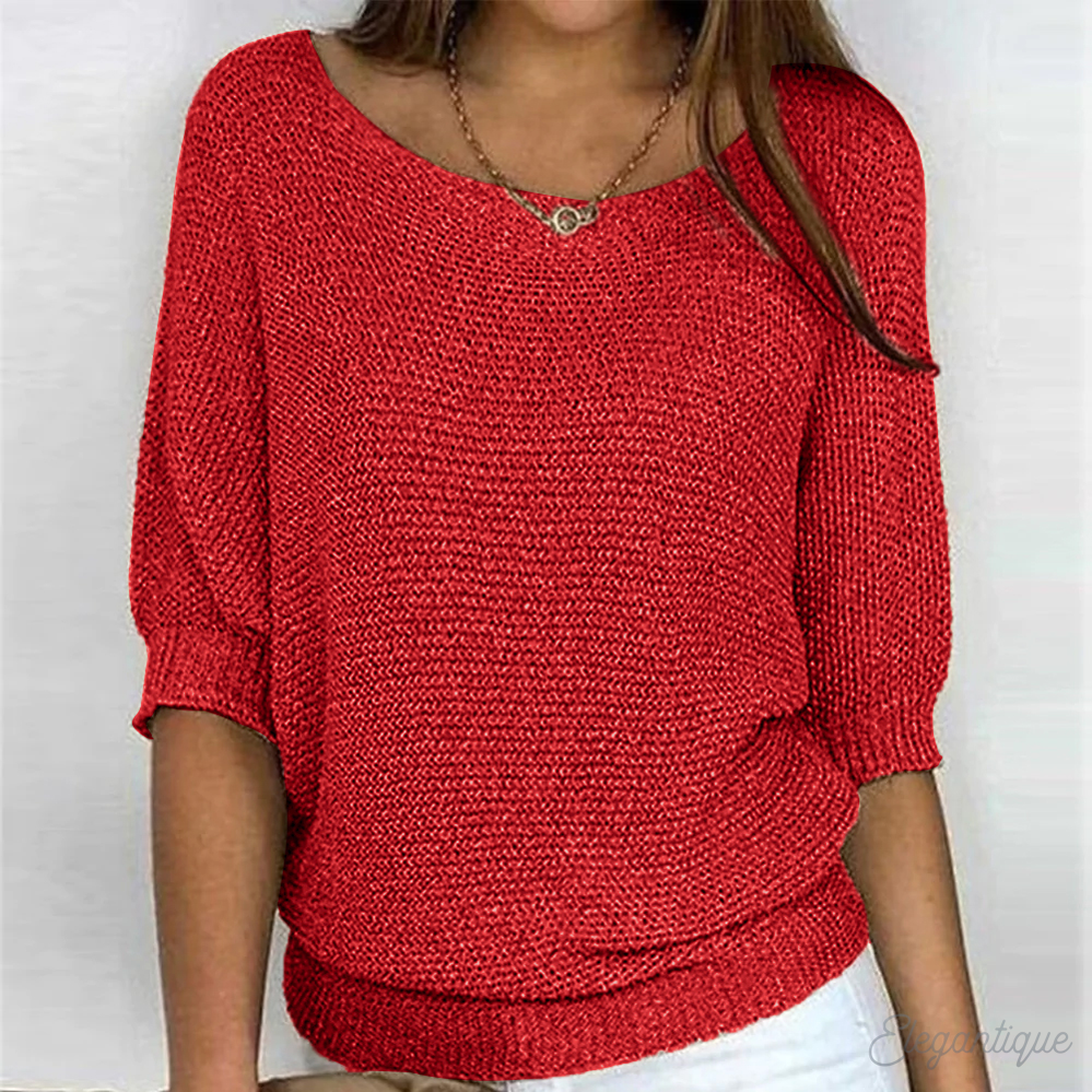 Pull Femme Élégant Manches Courtes Beige