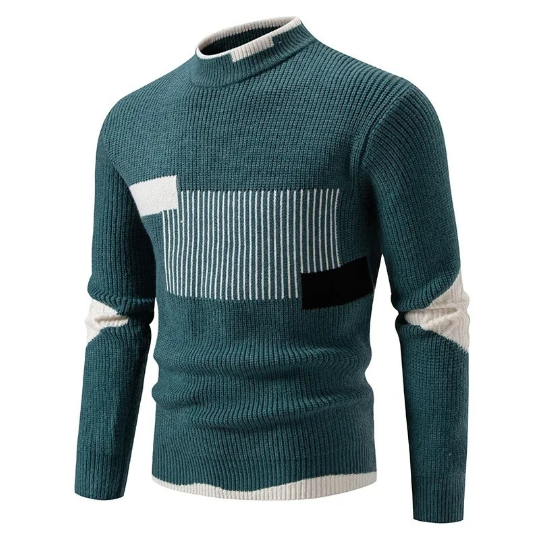 Pull Homme Hiver Laine Col Montant Géométrique Élégant - LuxeStyle