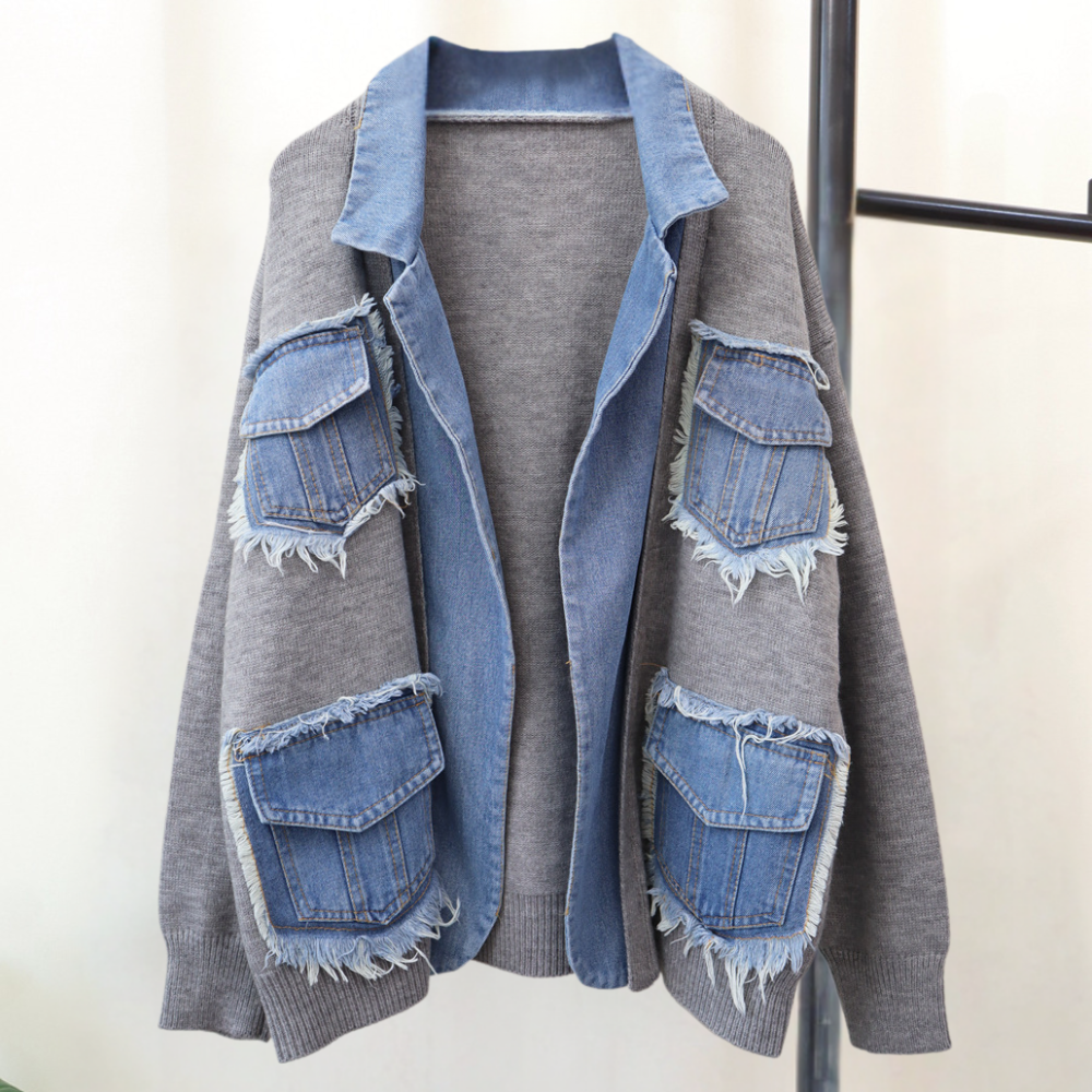 HADRIA - Gilet en Denim Tricot Femme