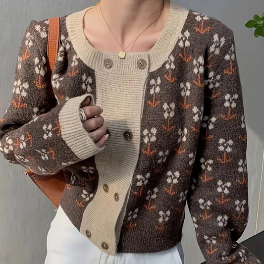 DOROTHY - Cardigan Tricoté à Fleurs Élégant pour Femmes