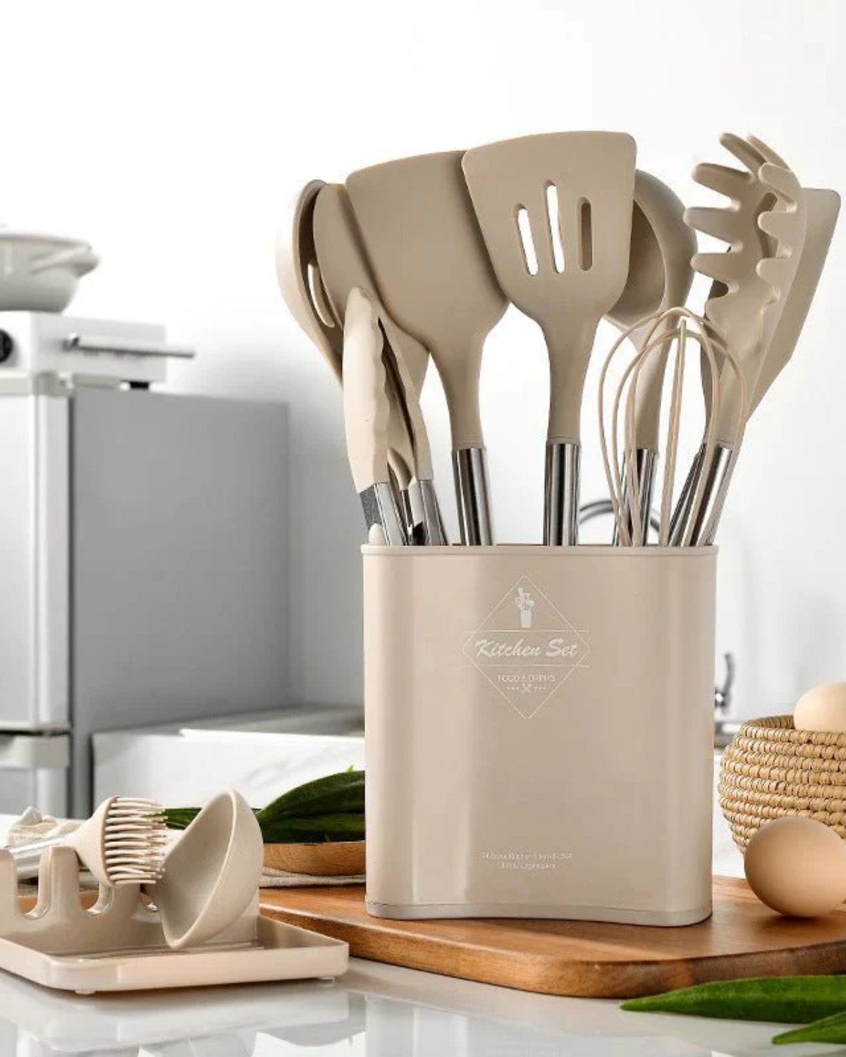 Ustensiles de Cuisine Silicone Pratiques avec Porte - LuxeStyle