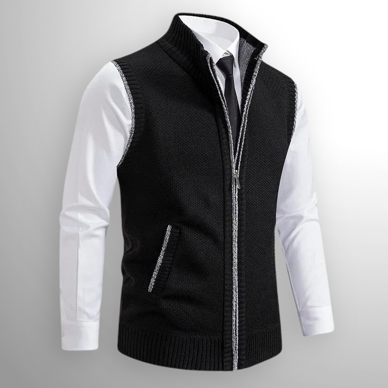 Gilet sans manches noir homme zippé - LuxeStyle
