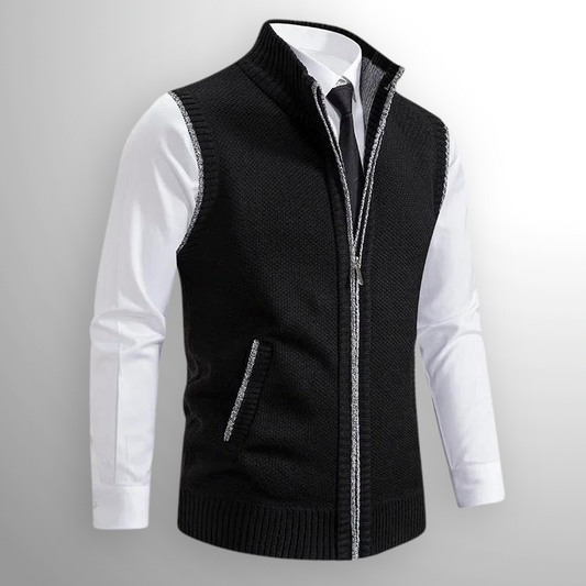 Gilet sans manches noir homme zippé - LuxeStyle