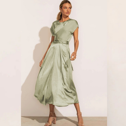 Claire™ – Robe Midi Femme Chic en Soie Élégante et Confortable