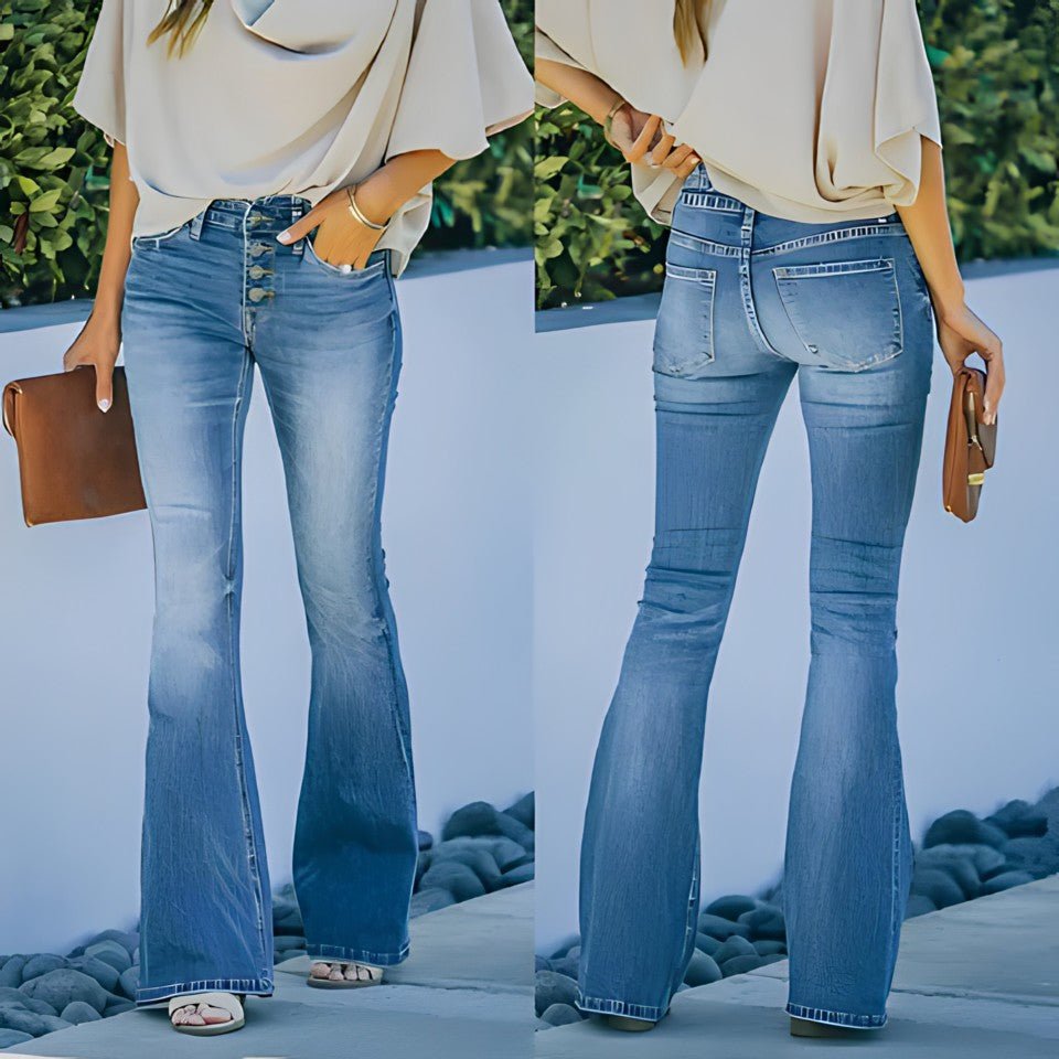 Jeans femme taille haute élégants larges - LuxeStyle