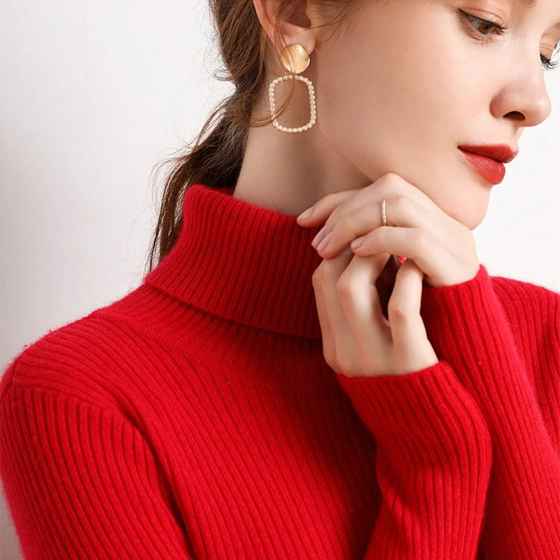 Pull à col roulé marine femme élégant