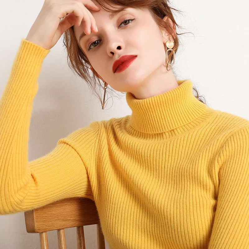 Pull à col roulé marine femme élégant