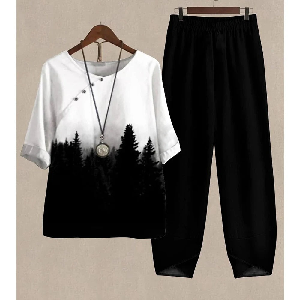 Alyse - Ensemble deux pièces chic avec chemise légère et pantalon confortable