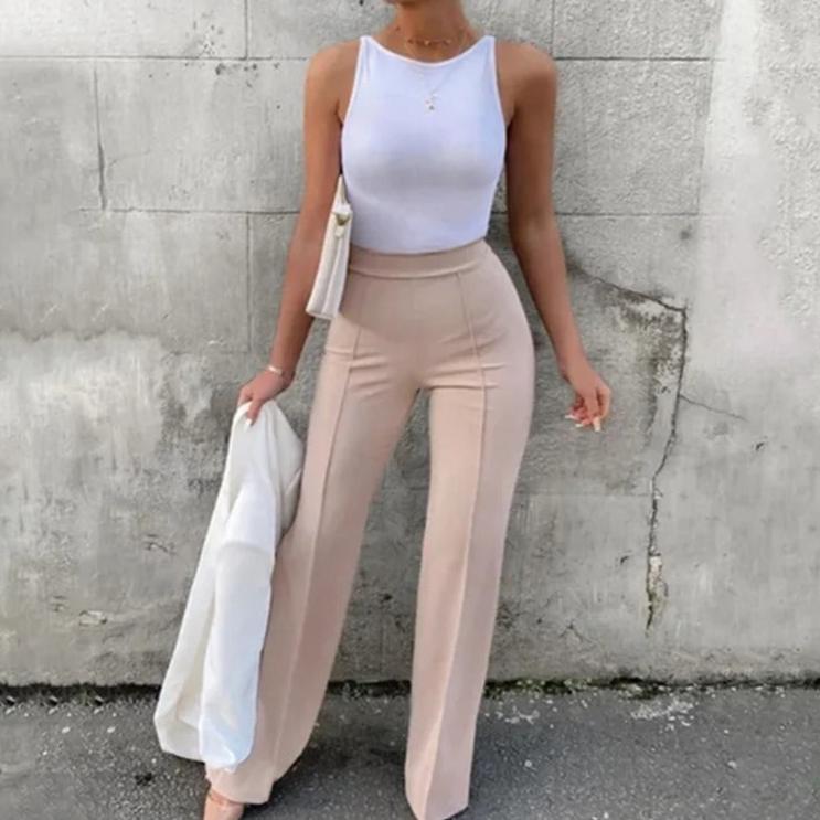 Pantalon Femme Élégant à Taille Élevée