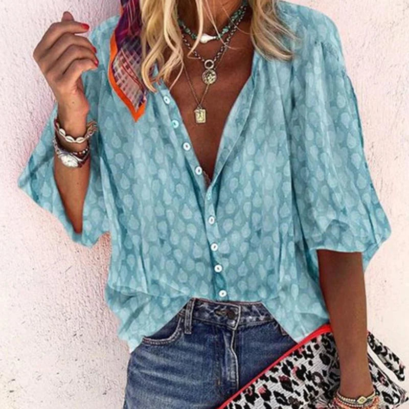 Blouse Estivale Femelle Légère - Chemisier Élégant pour Jours de Chaleur - LuxeStyle