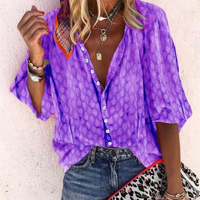 Blouse Estivale Femelle Légère - Chemisier Élégant pour Jours de Chaleur