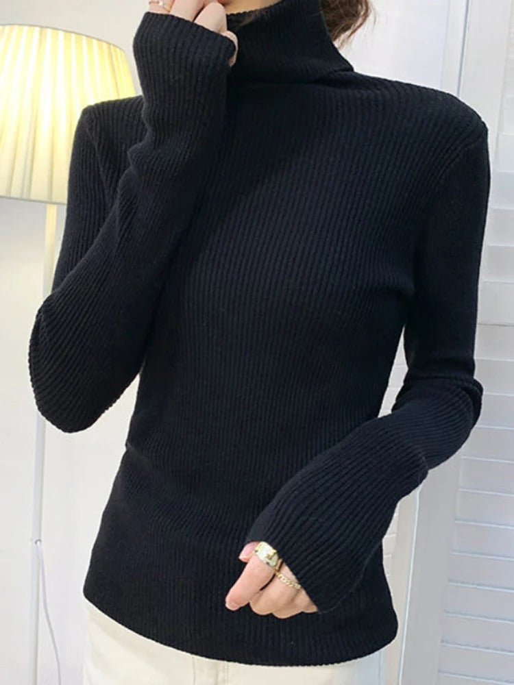 Pull à col roulé marine femme élégant