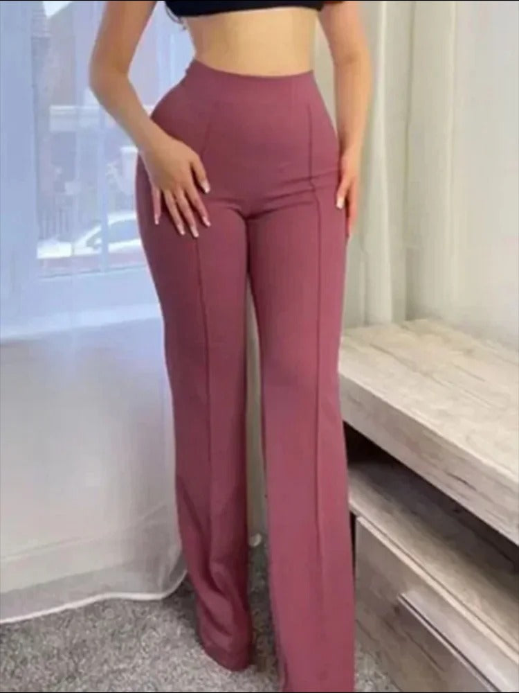 Pantalon Femme Élégant à Taille Élevée