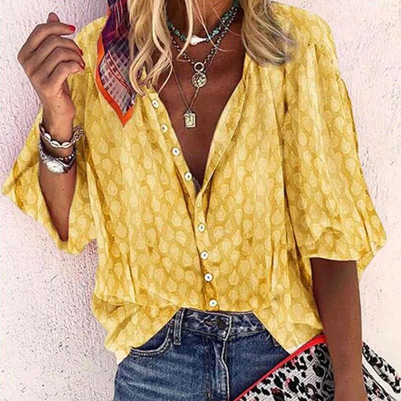 Blouse Estivale Femelle Légère - Chemisier Élégant pour Jours de Chaleur