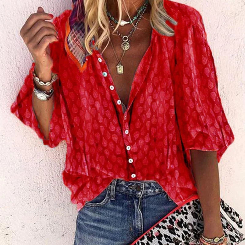 Blouse Estivale Femelle Légère - Chemisier Élégant pour Jours de Chaleur