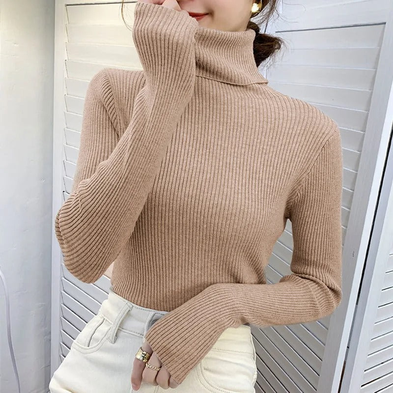 Pull à col roulé marine femme élégant