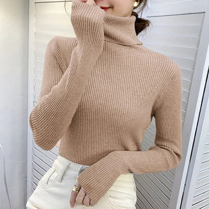 Pull à col roulé marine femme élégant