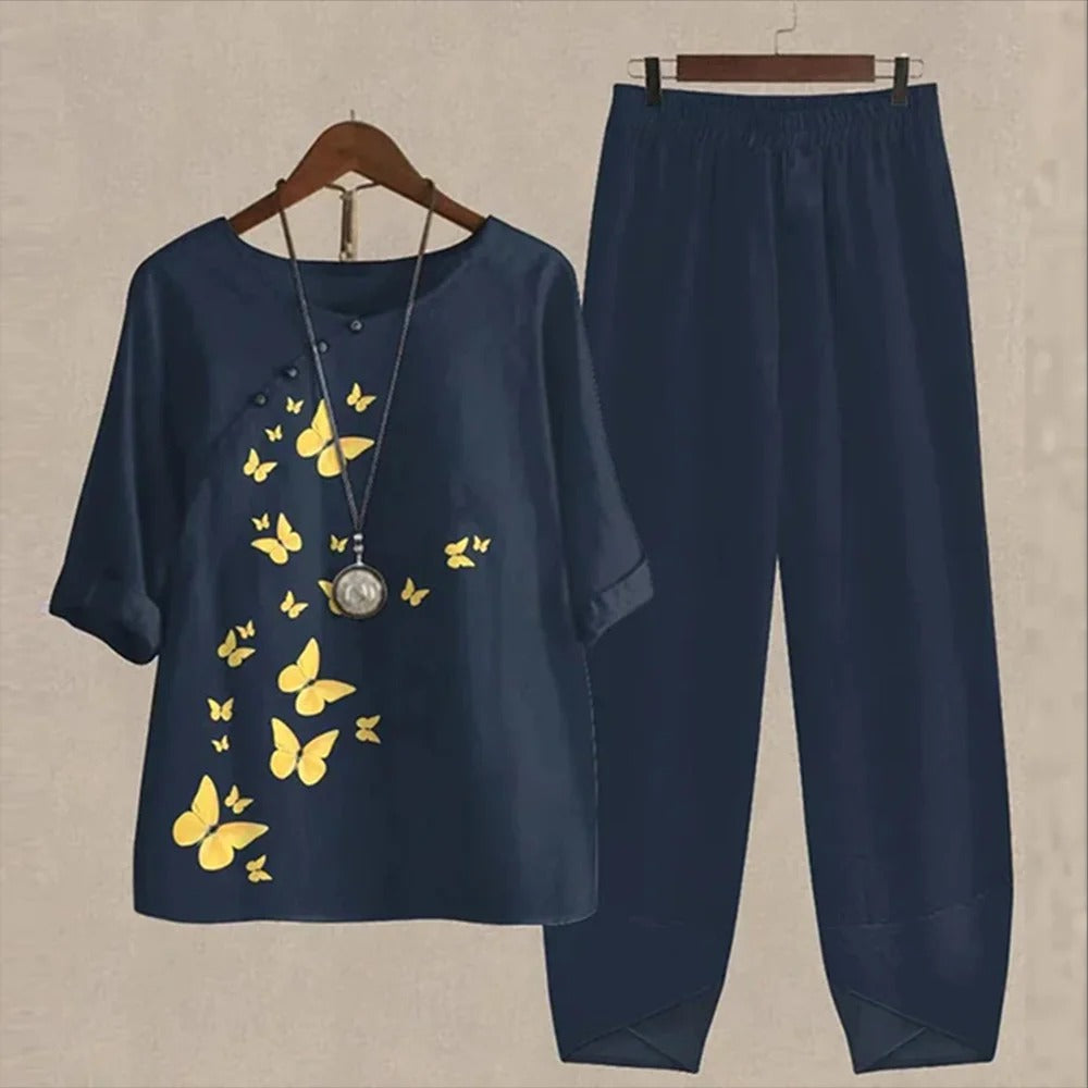 Alyse - Ensemble deux pièces chic avec chemise légère et pantalon confortable - LuxeStyle