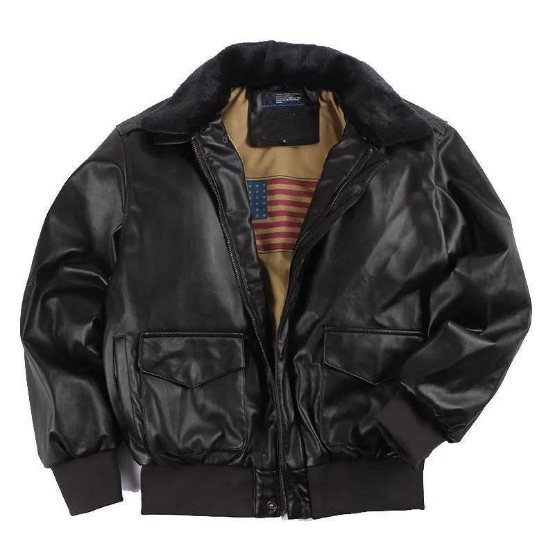 Blouson Cuir Brun Élégant pour Homme