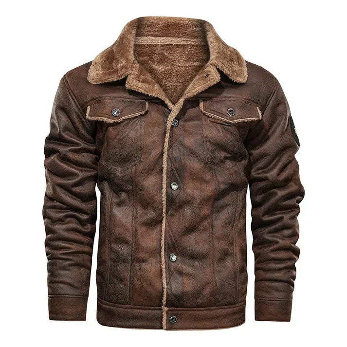 Blouson Cuir Brun Doublé Fourrure Homme