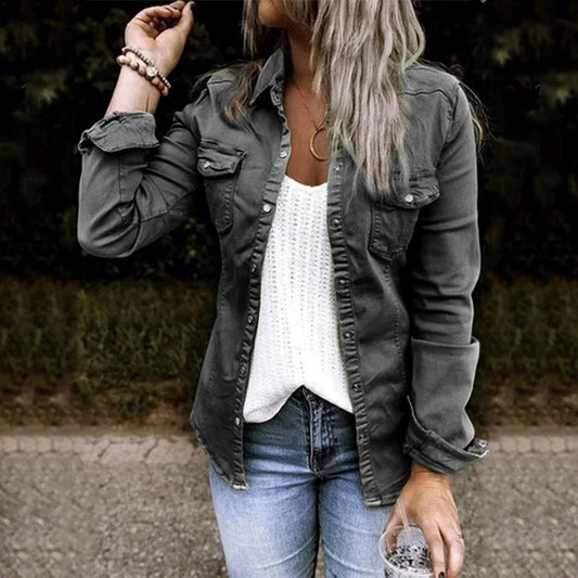 Veste En Jean Femme Avec Bouton | Moderne