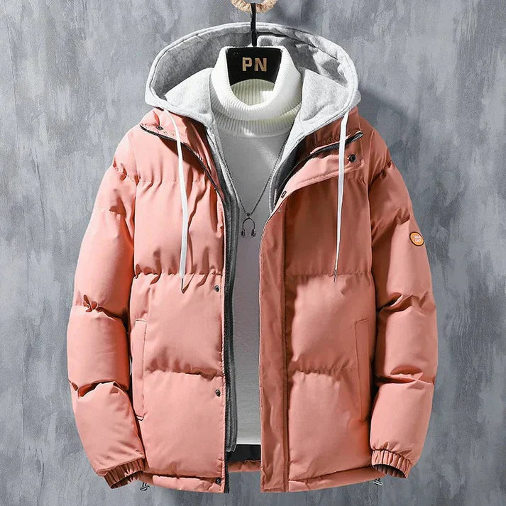 Veste Hiver Élégante avec Capuche et Fermeture Éclair pour Homme