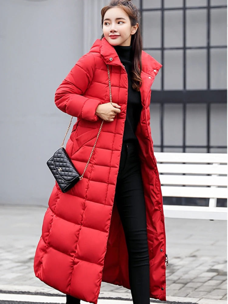 Manteau femme fourrure épais à capuche noir élégant