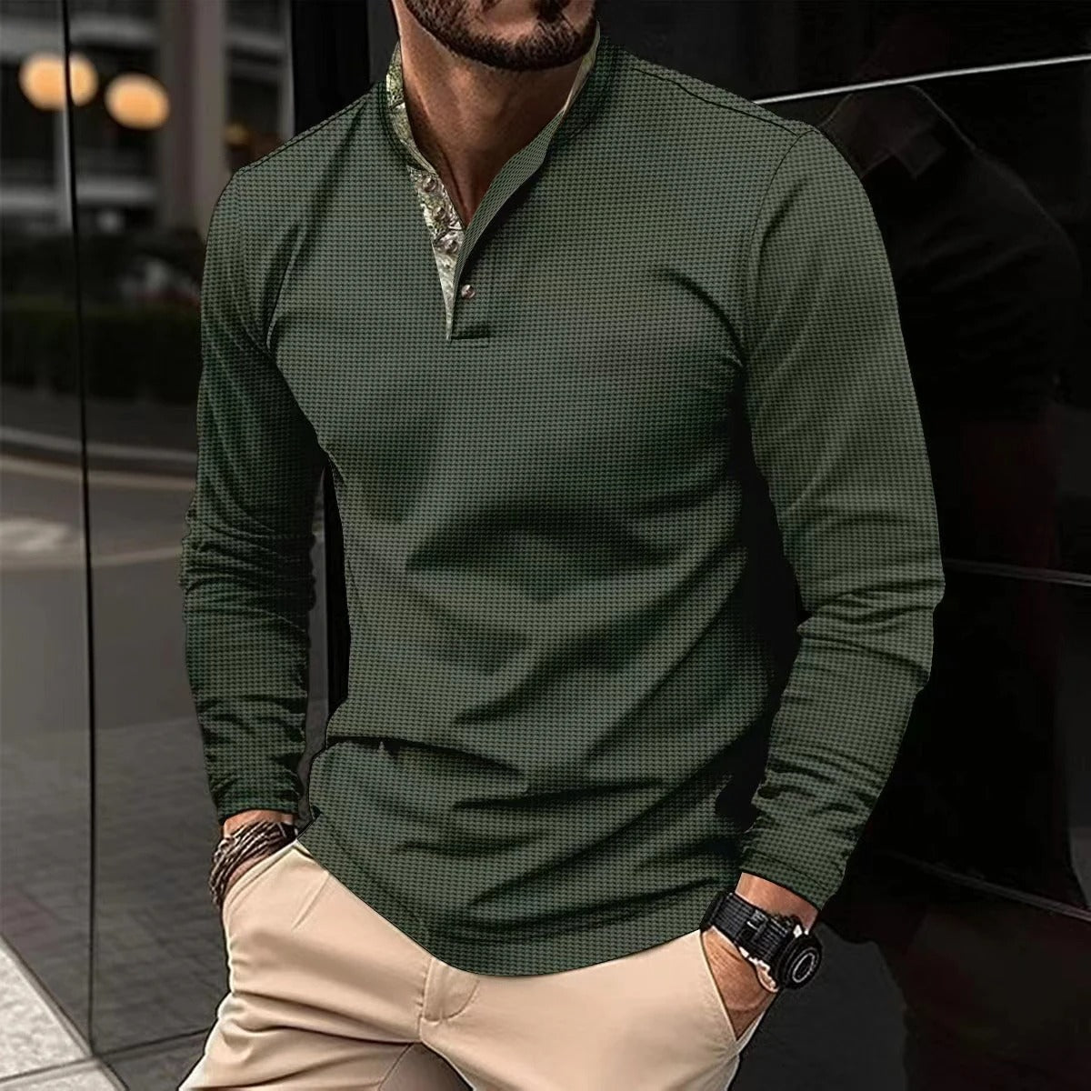 Polo Homme Classique Manches Longues - LuxeStyle