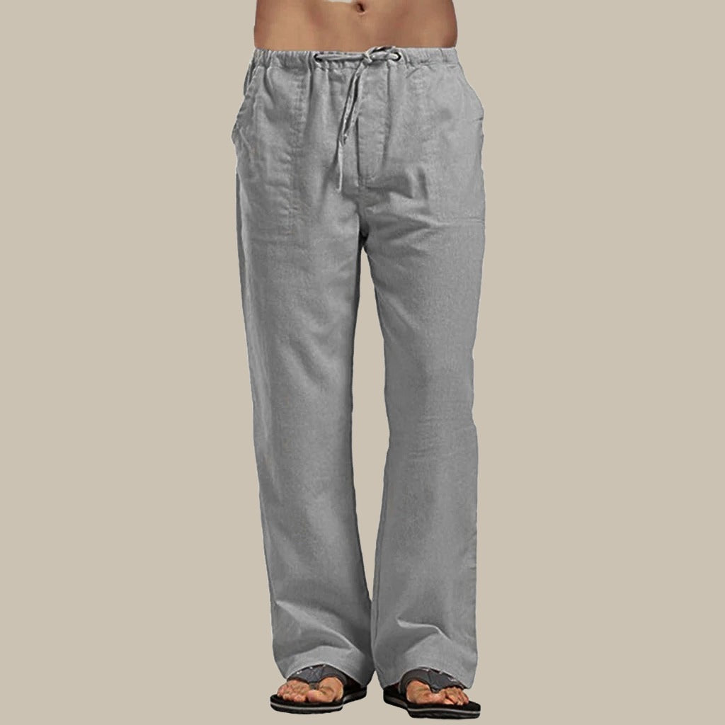 Pantalon décontracté Lin Beige Homme