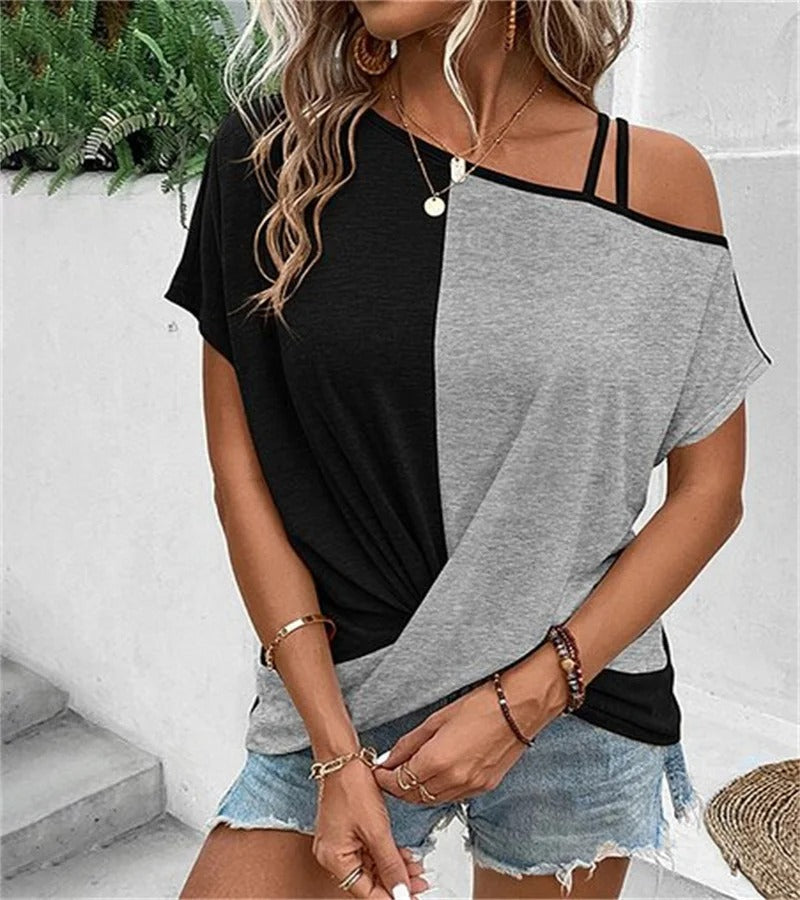 T-shirt Féminin Deux Tons Décontracté Été