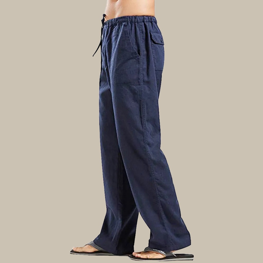Pantalon décontracté Lin Beige Homme