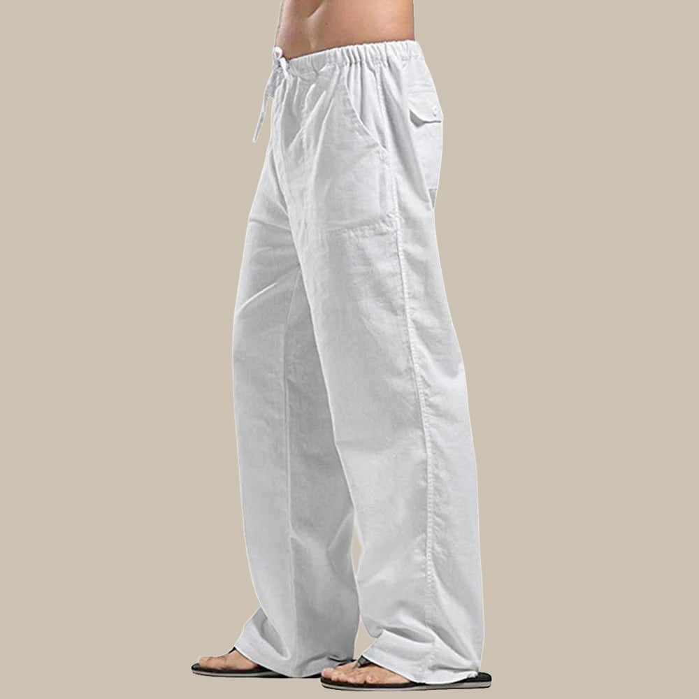 Pantalon décontracté Lin Beige Homme