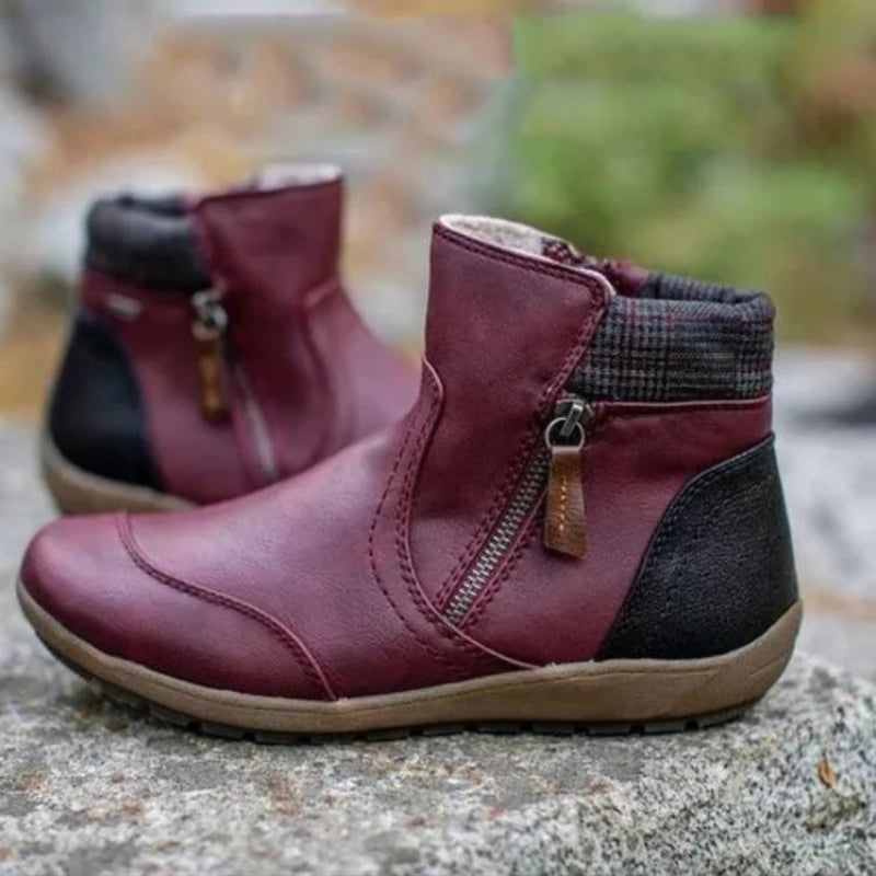Bottes Cuir Foncé Femmes À Lacets