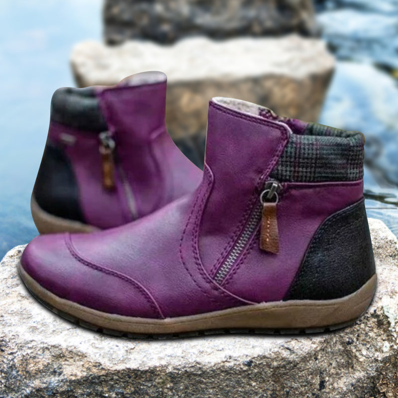 Bottes Cuir Foncé Femmes À Lacets