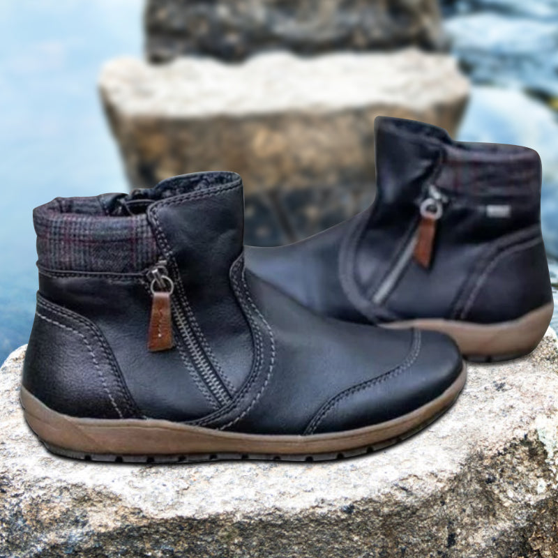 Bottes Cuir Foncé Femmes À Lacets