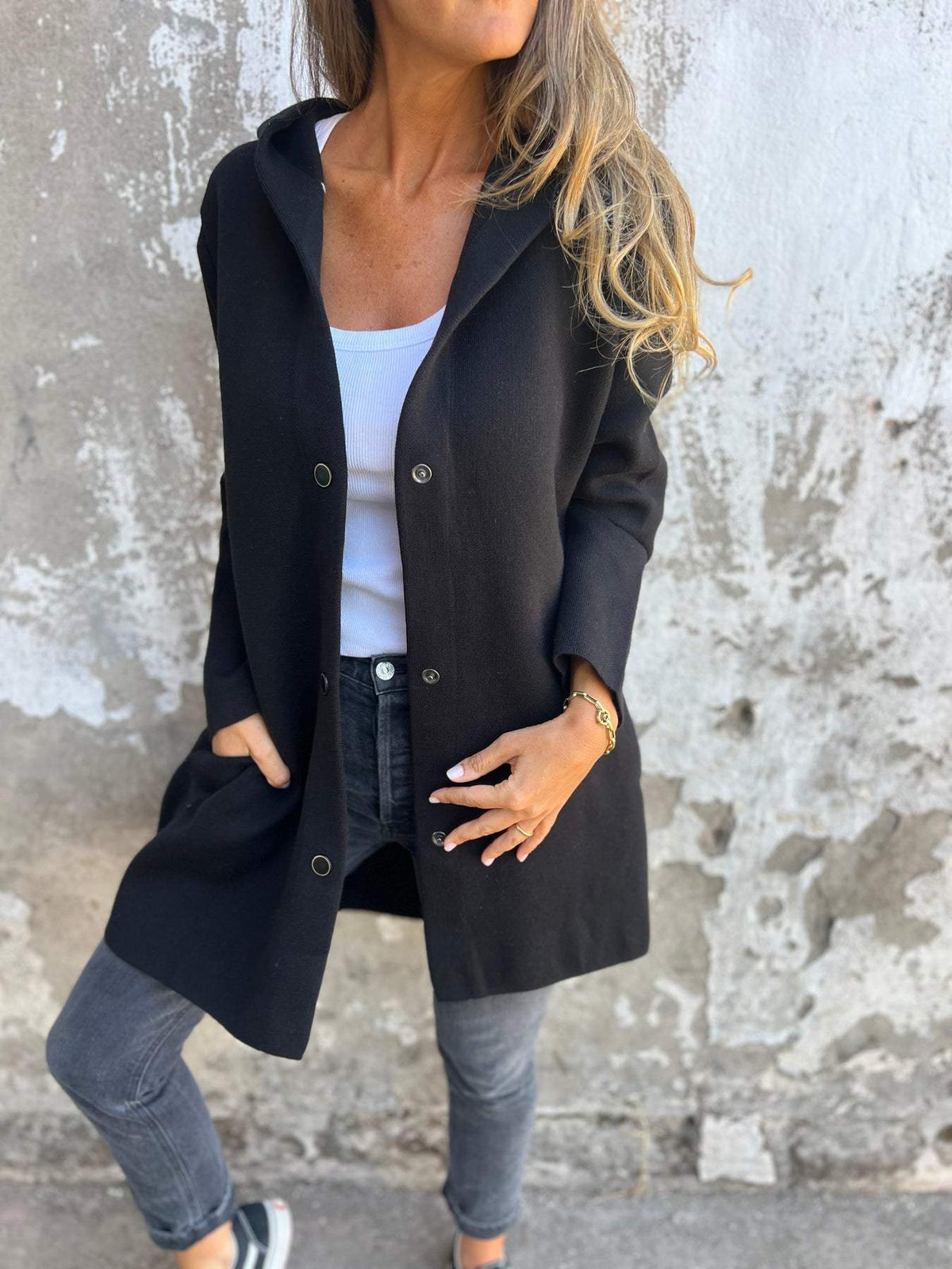 Parka Femme Grise Capuche Boutons