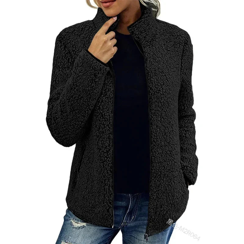 Veste Hivernale Douce Femme - Manteau Élégant Léger avec Fermeture Éclair