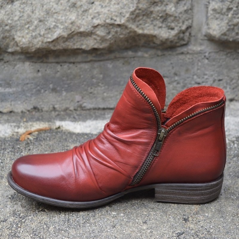 Bottines Femmes Cuir Chic avec Fermeture Éclair et Semelle Confortable