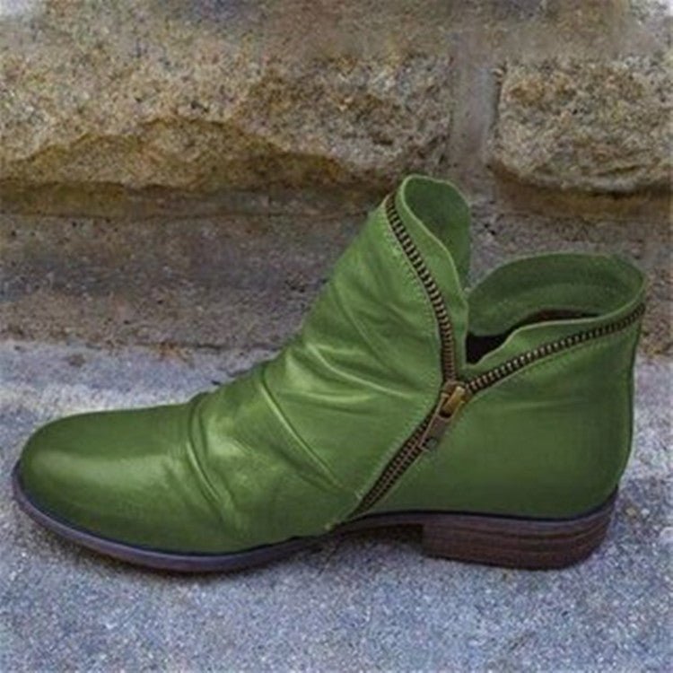 Bottines Femmes Cuir Chic avec Fermeture Éclair et Semelle Confortable