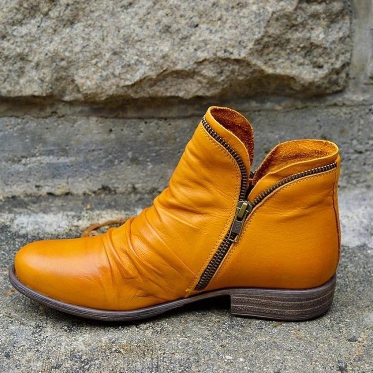 Bottines Femmes Cuir Chic avec Fermeture Éclair et Semelle Confortable