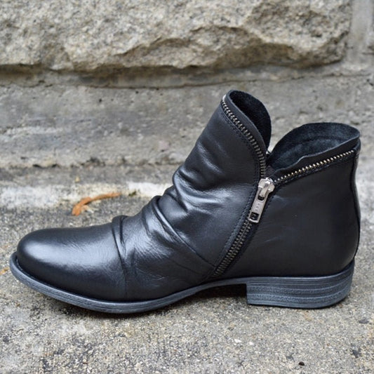 Bottines Femmes Cuir Chic avec Fermeture Éclair et Semelle Confortable - LuxeStyle
