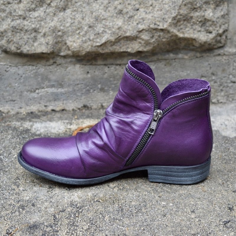 Bottines Femmes Cuir Chic avec Fermeture Éclair et Semelle Confortable