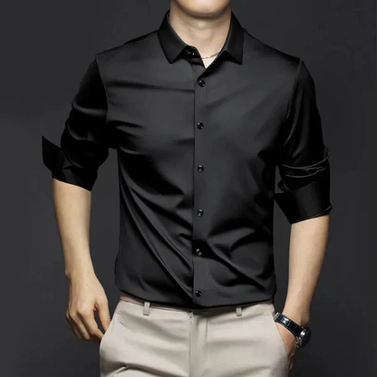 Chemise Homme Noir Classique à Manches Longues