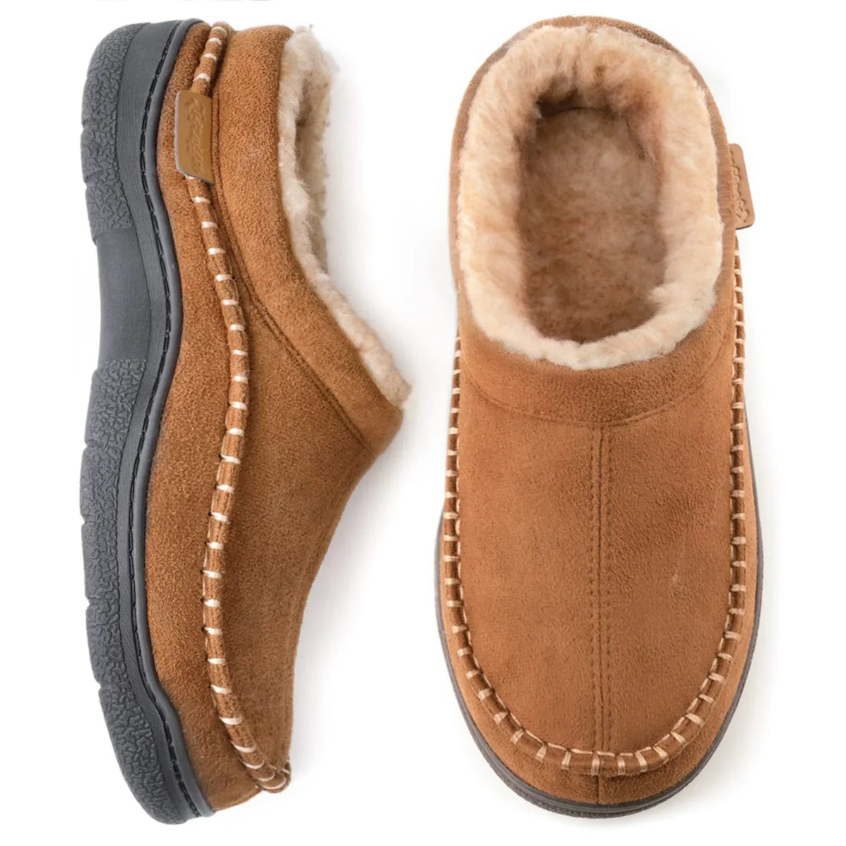 Chaussons Homme Confort - Pantoufles Douillettes avec Semelle Grip