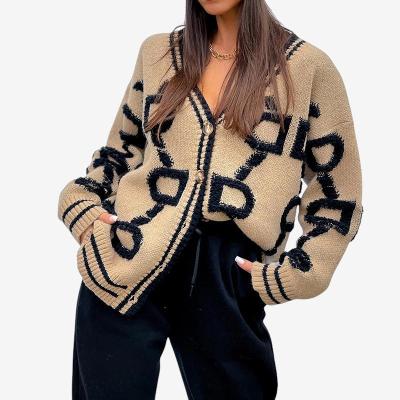 Gilet femme confortable col V manches longues