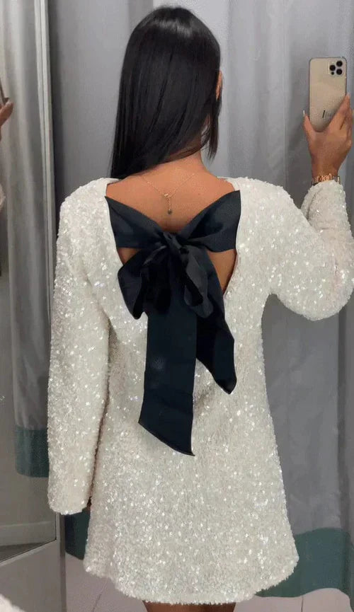 Robe de Soirée Élégante Femme - Robe de Cocktail Pailletée Taille Cintrée - LuxeStyle